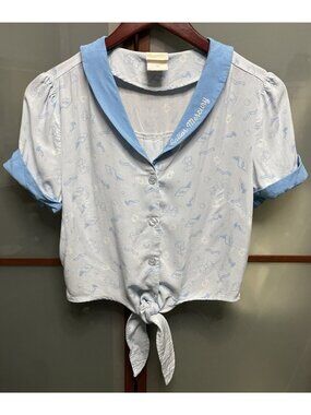 Sailor Moon Mercury Tie-Front Small Crop Top Girls Button-Up Hot Topic Exclusive